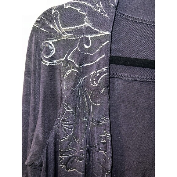 Chicos travelers Cardigan Womens 1/M Open Front Foil Alessa Slinky liquid Knit - Picture 3 of 6